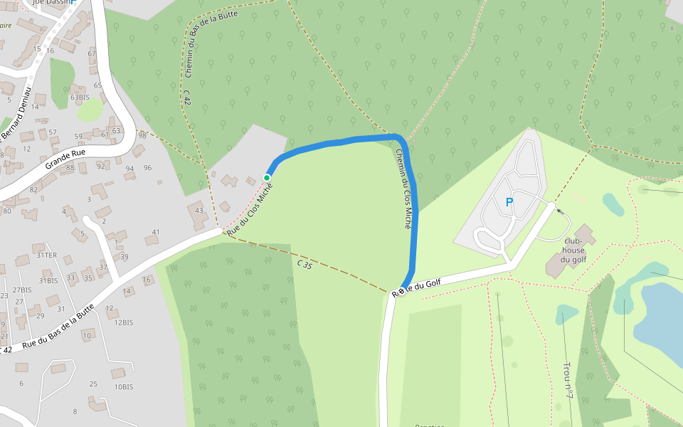 Chemin du Clos Miché walking route map in Feucherolles