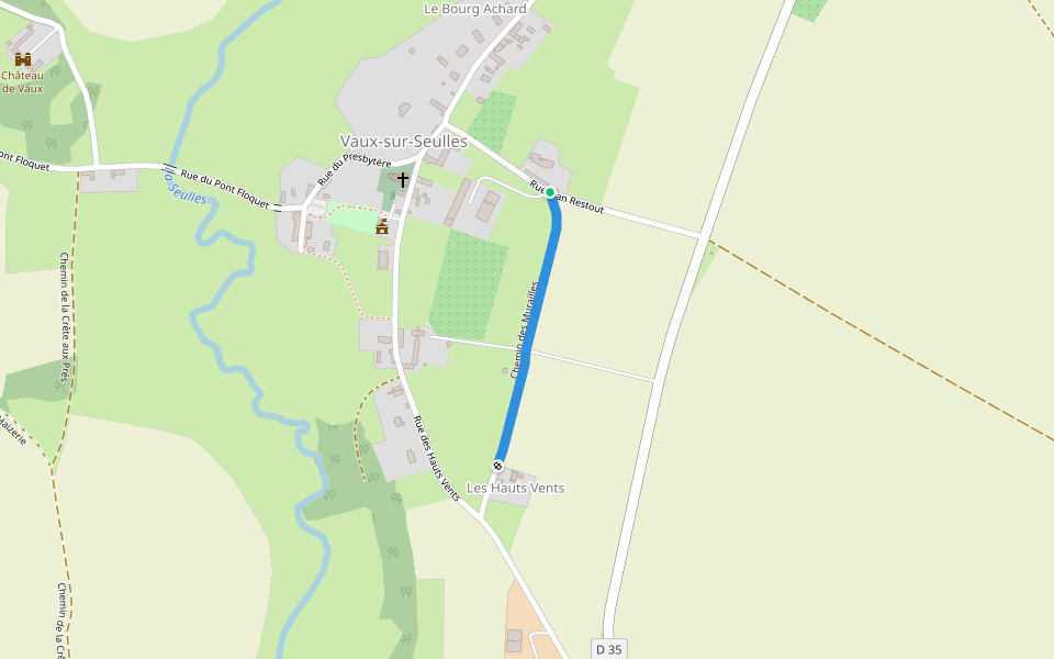 Chemin des Murailles walking route map in Vaux-sur-Seulles