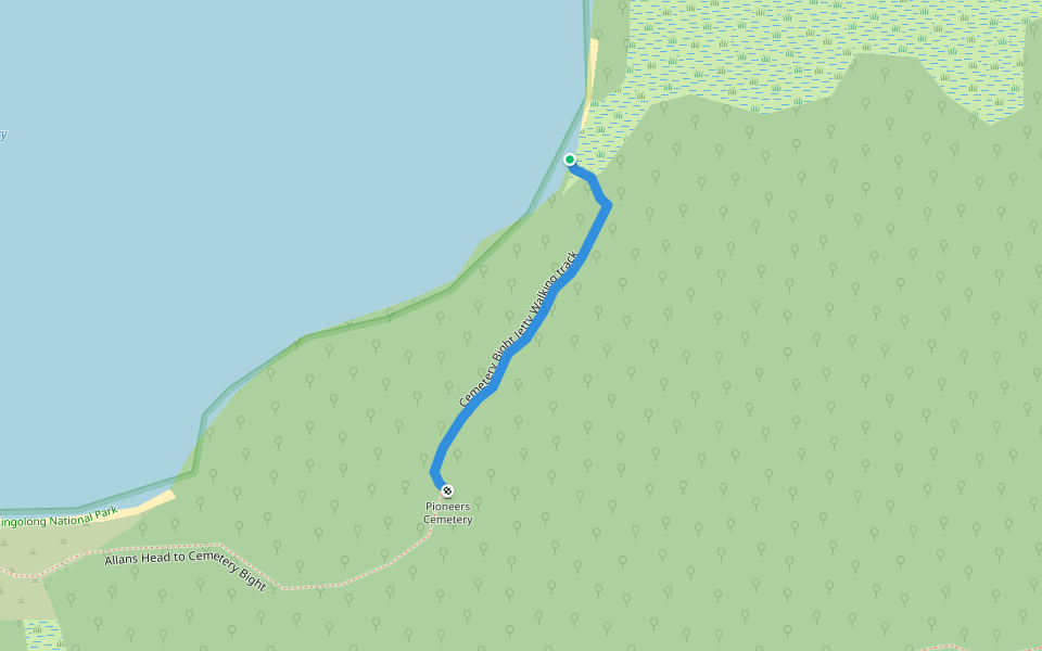 Cemetery Bight Jetty Walking track walking route map in Mallacoota