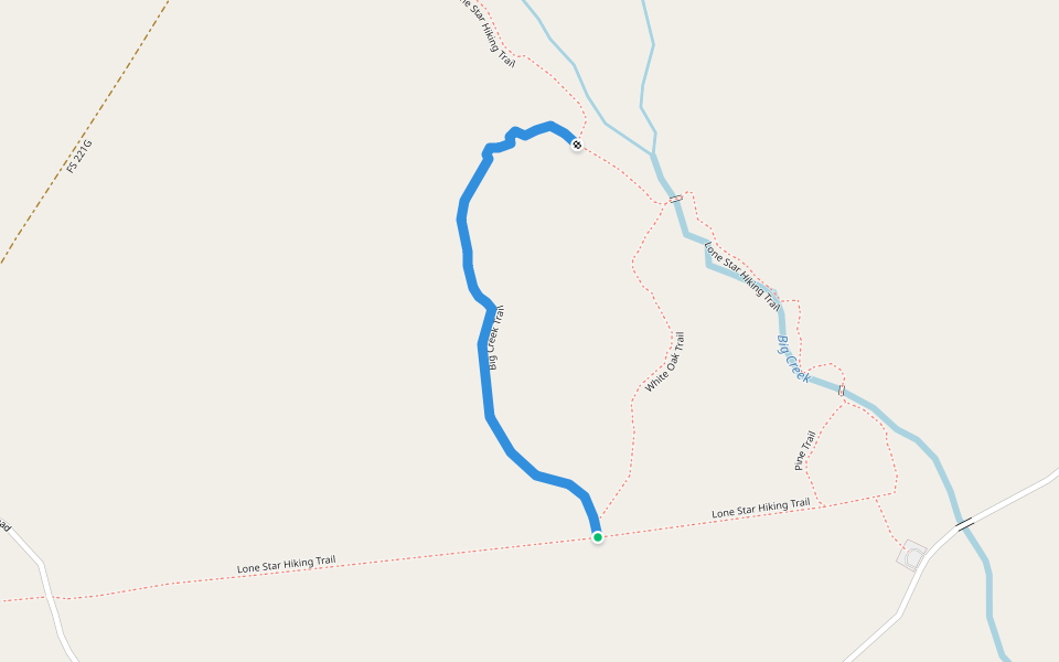 Big Creek Trail walking route map in Shepherd