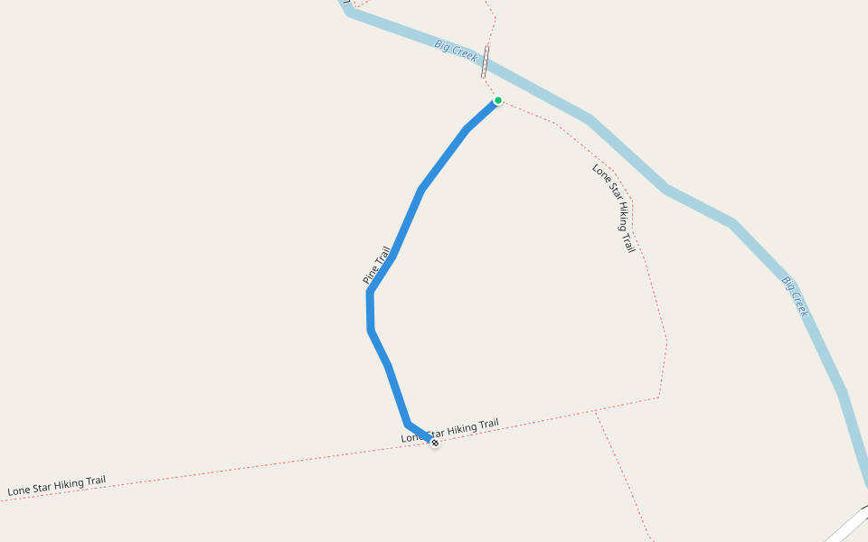 Pine Trail walking route map in Coldspring