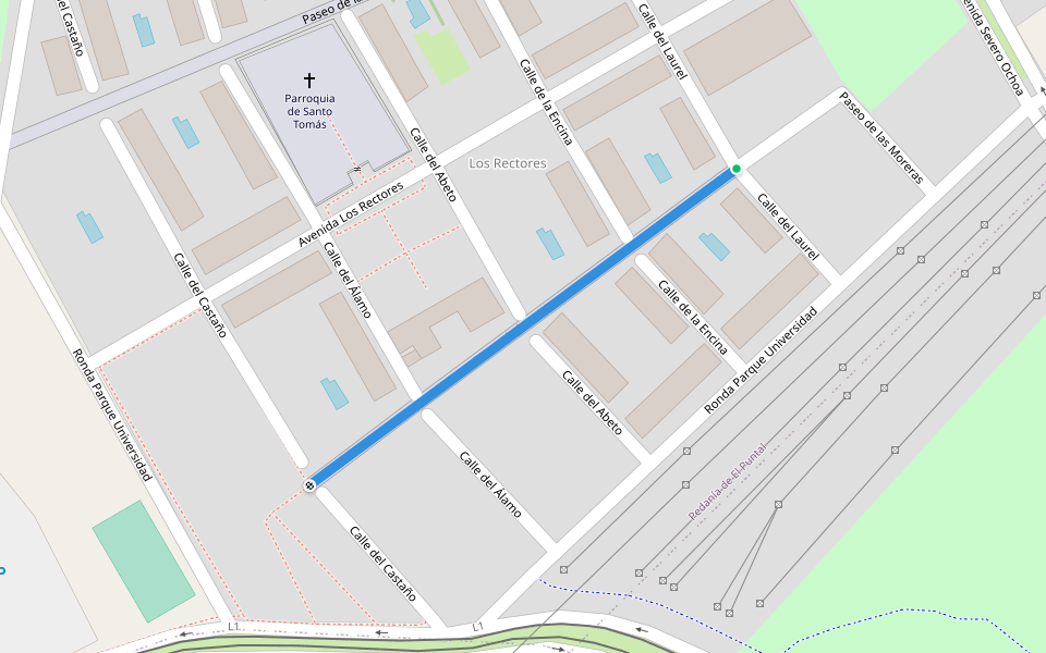 Paseo de las Moreras walking route map in Murcia