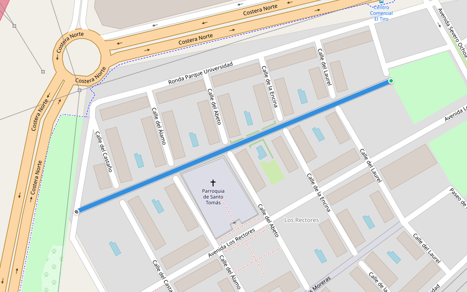 Paseo de las Acacias walking route map in Murcia
