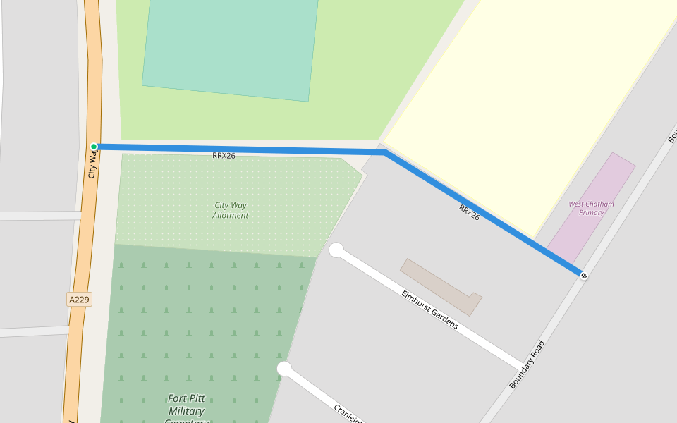 RRX26 walking route map in Rochester