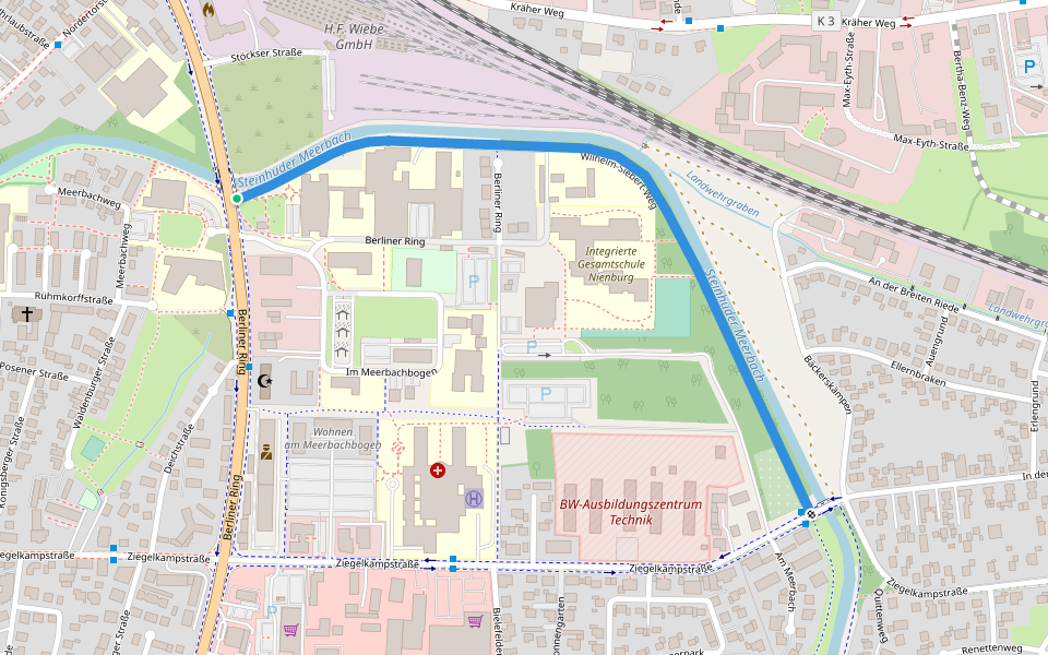 Wilhelm-Siebert-Weg walking route map in Nienburg/Weser