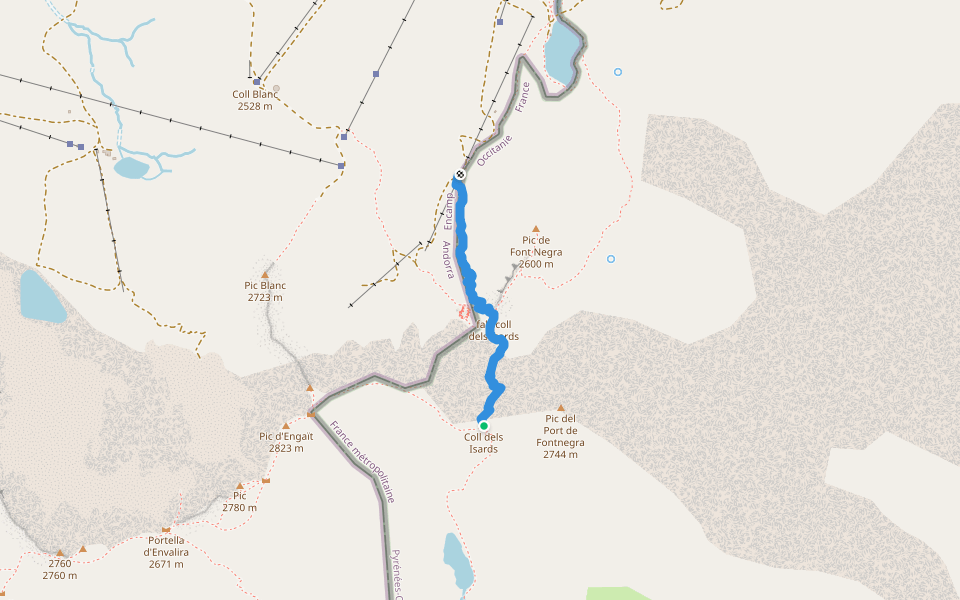 Camí del Coll dels Isards walking route map in Porta
