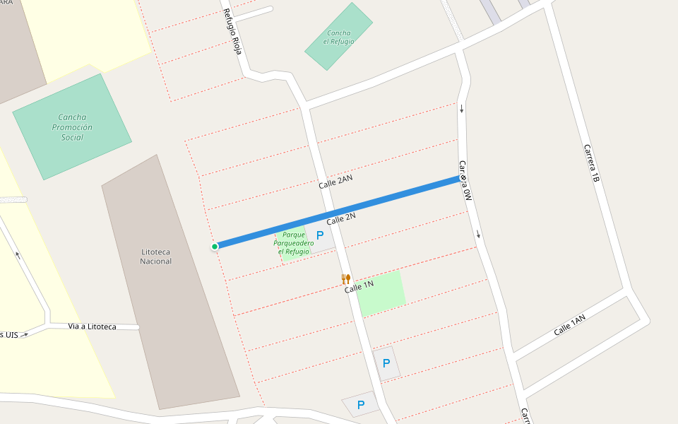 Calle 2N walking route map in Piedecuesta