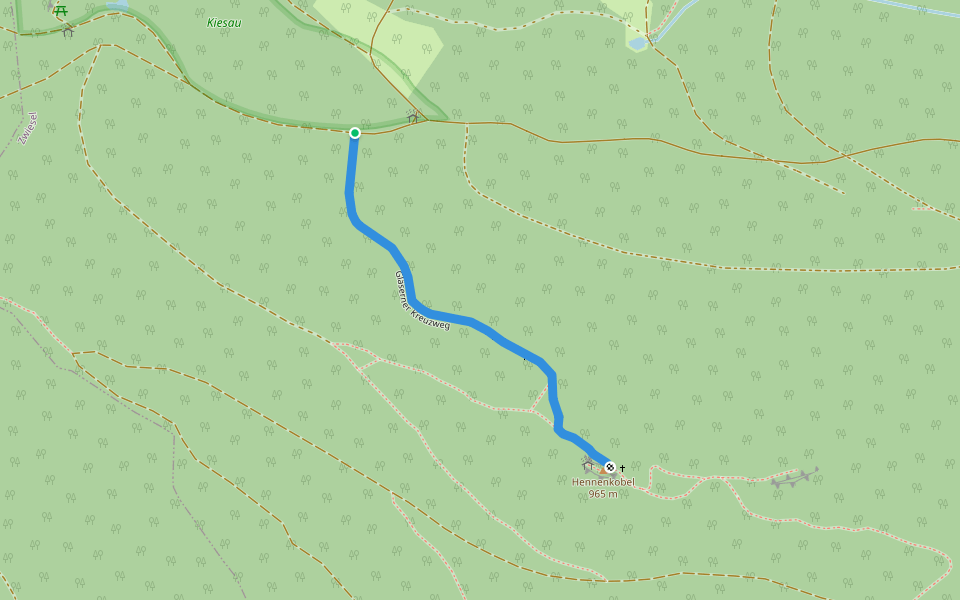 Gläserner Kreuzweg walking route map in Zwiesel