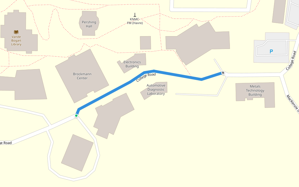 College Road walking route map in Havre