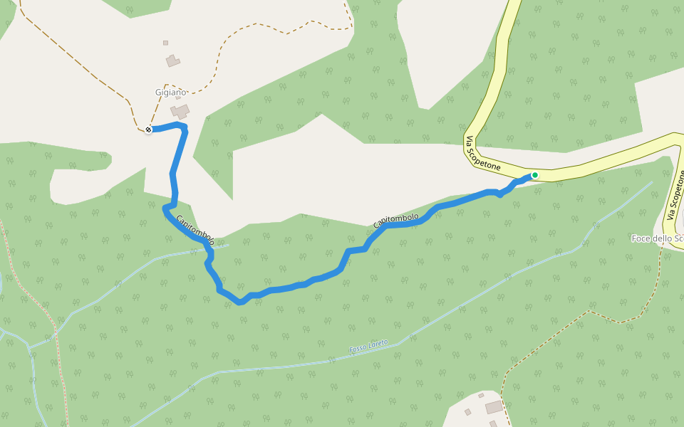 Capitombolo walking route map in Arezzo
