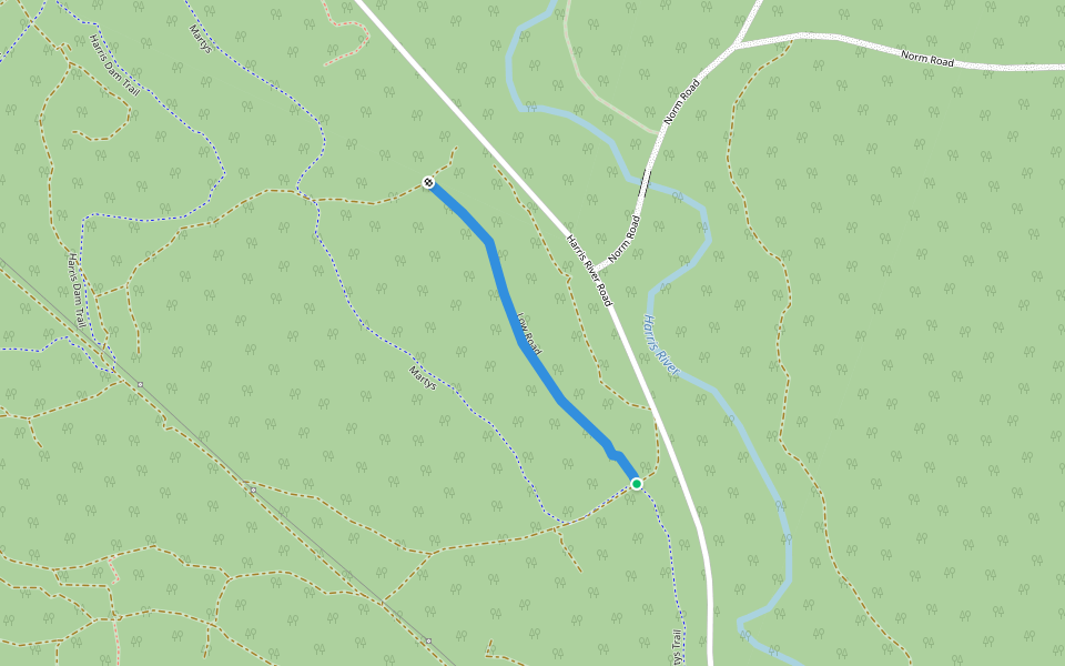 Low Road walking route map in Harris River