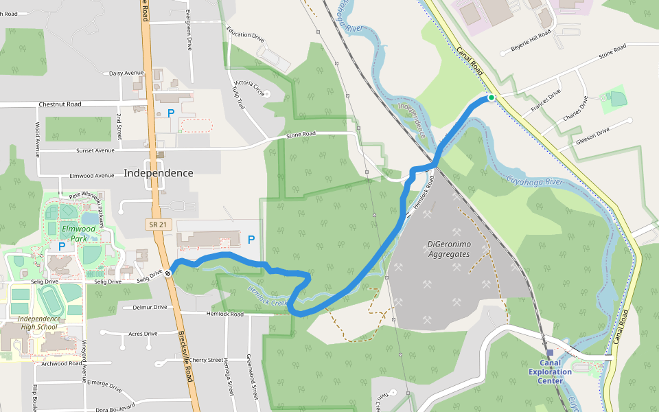 Hemlock Creek Trail walking route map in Valley View