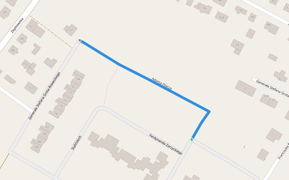 Adama Pilarza walking route map in Tarnów