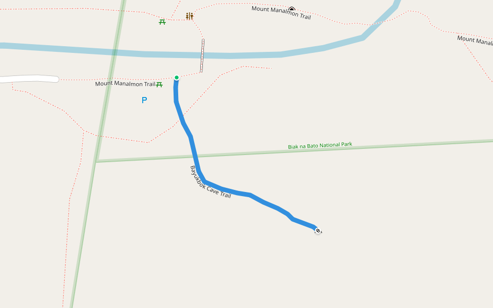 Bayukbok Cave Trail walking route map in San Miguel