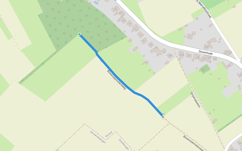 Bovenstemolenweg walking route map in Ninove