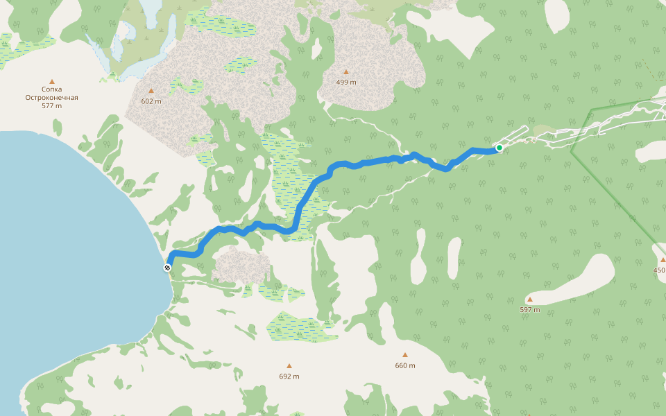к бухте Светлая walking route map in Magadan