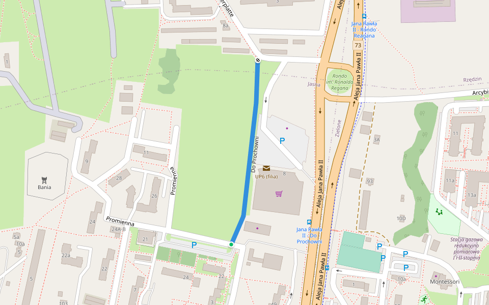 Do Prochowni walking route map in Tarnów