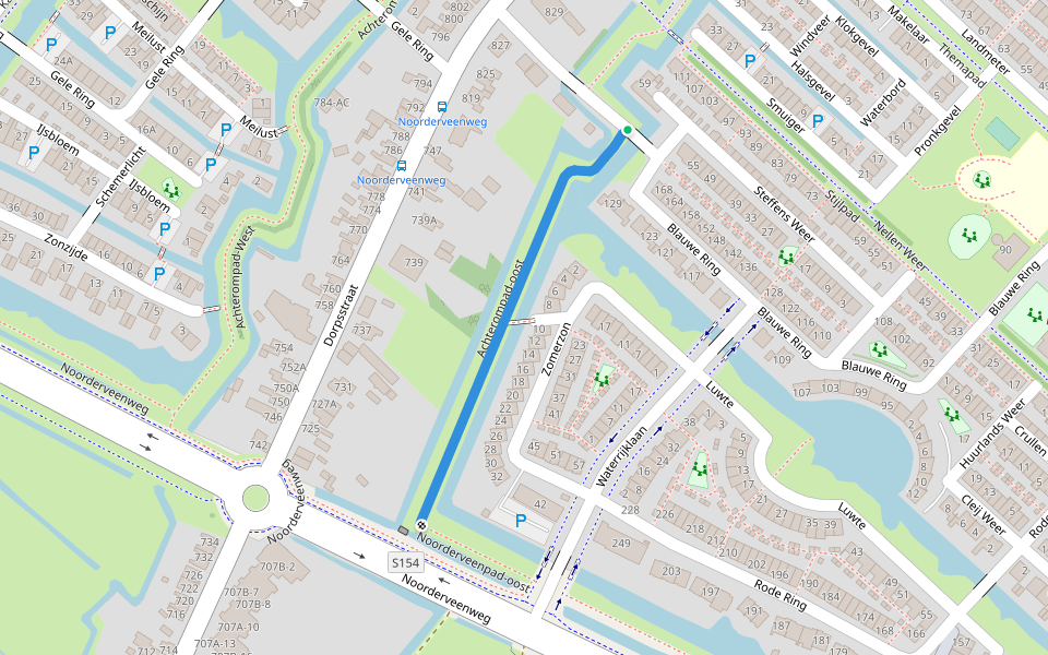 Achterompad-oost walking route map in Assendelft