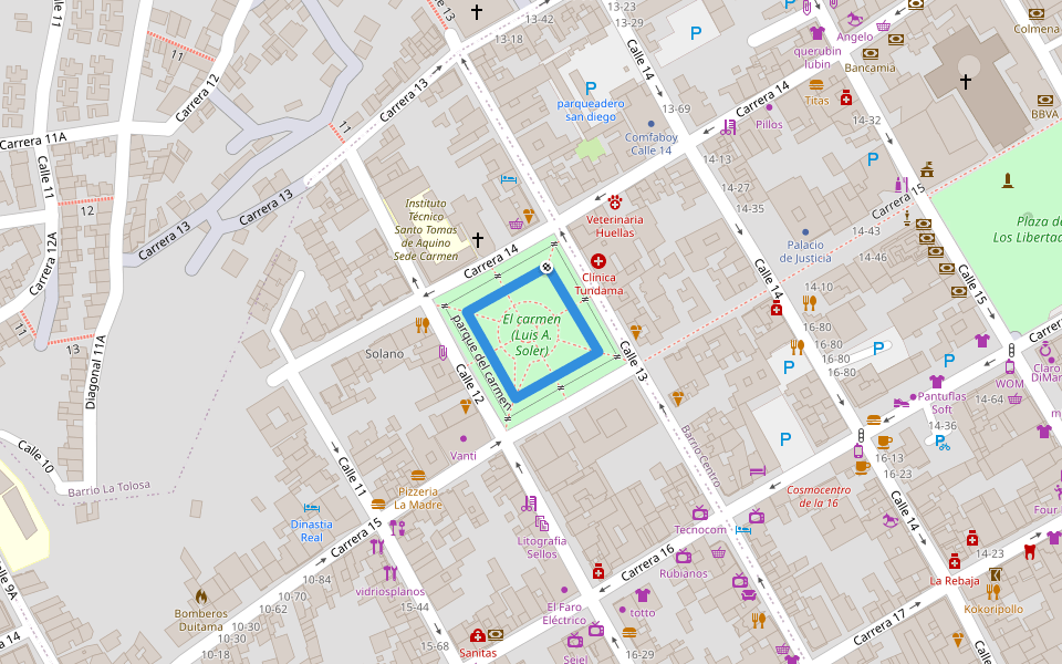 parque del carmen walking route map in Duitama