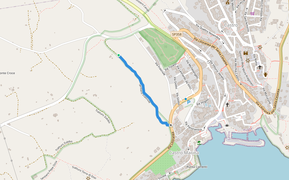 Sentiero Frasciule walking route map in Castro