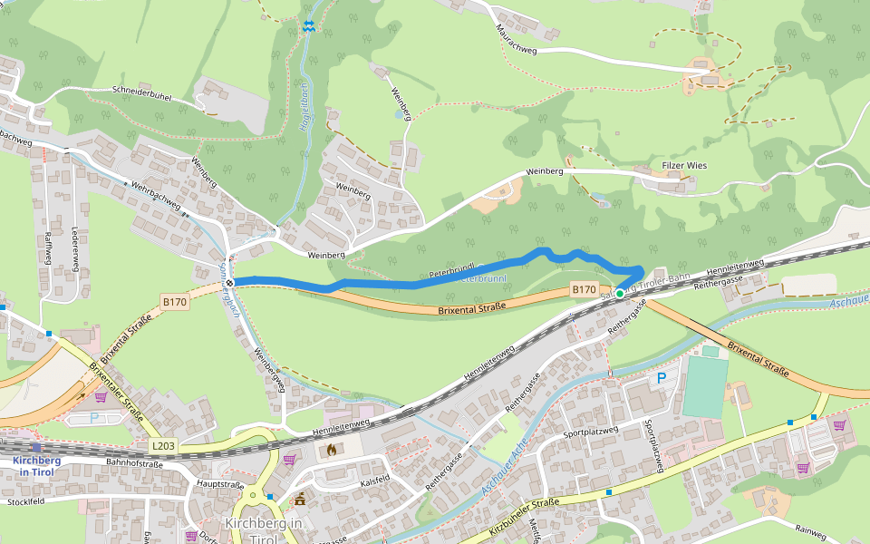 Peterbründl walking route map in Kirchberg in Tirol