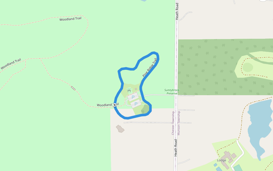 Pine Ridge Trail walking route map in Chesterland