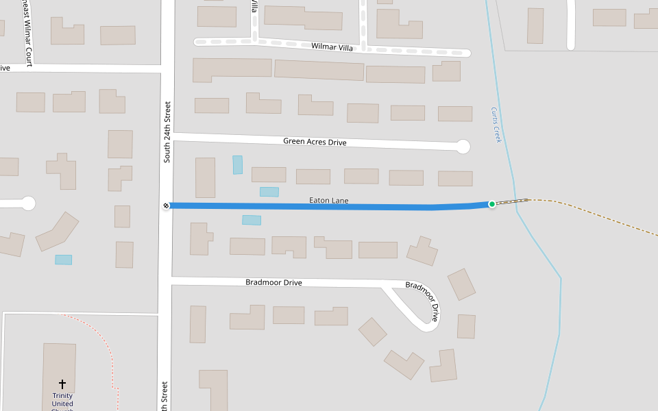 Eaton Lane walking route map in Quincy