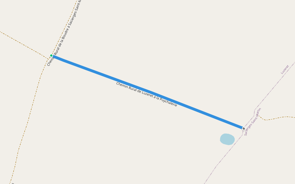 Chemin Rural de Luzeret à la Puychalerie walking route map in Luzeret