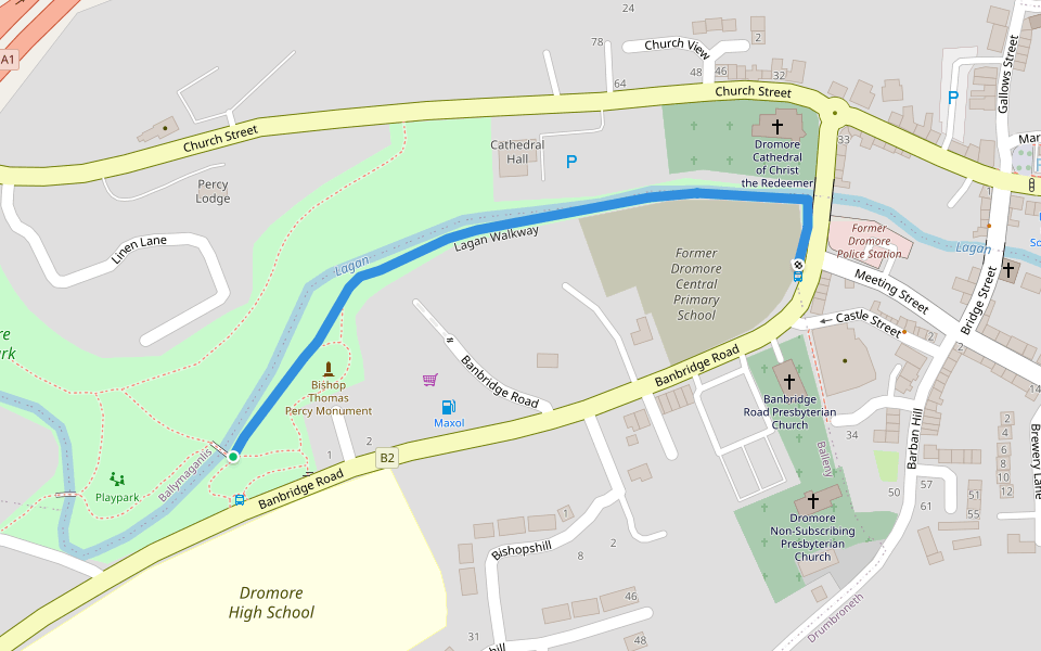 Lagan Walkway walking route map in Dromore