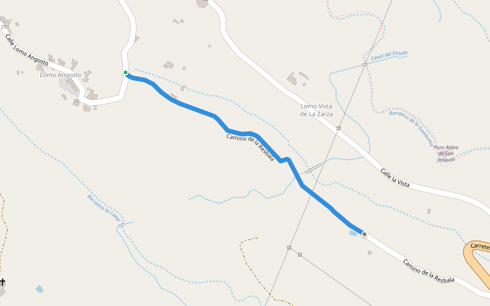 Camino de la Resbala walking route map in Fasnia