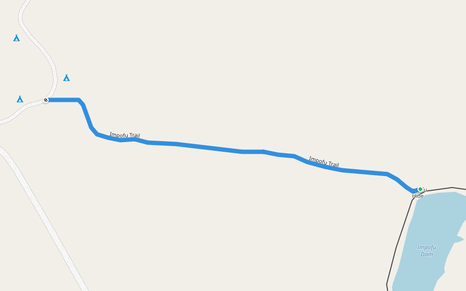 Impofu Trail walking route map in Weenen