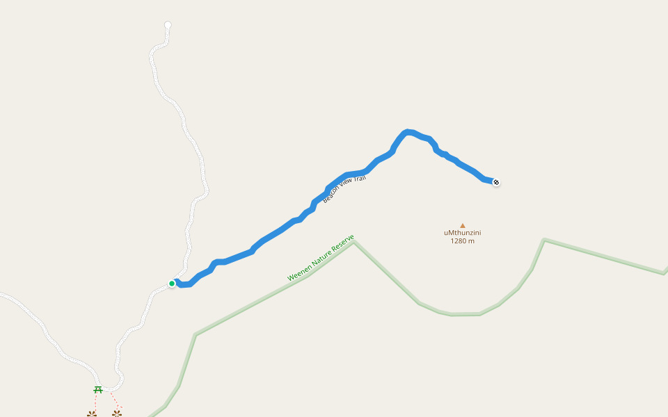 Beacon View Trail walking route map in Weenen
