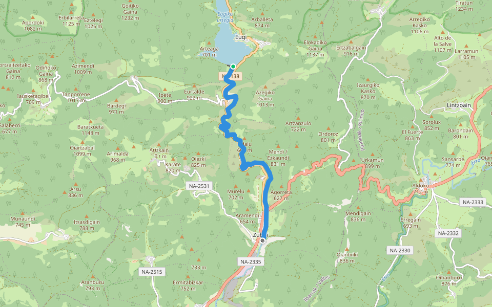 Arga walking route map in Eugi