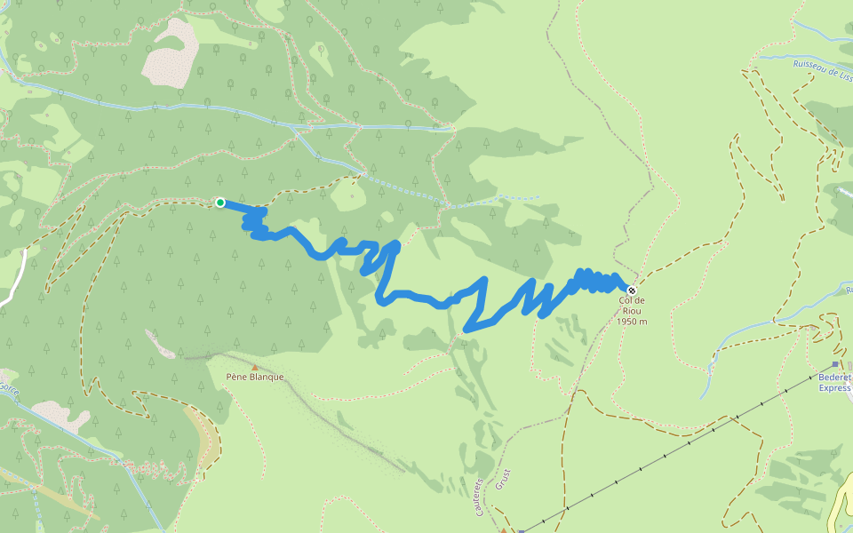 Sentier "Reine Hortense - Col de Riou" walking route map in Cauterets