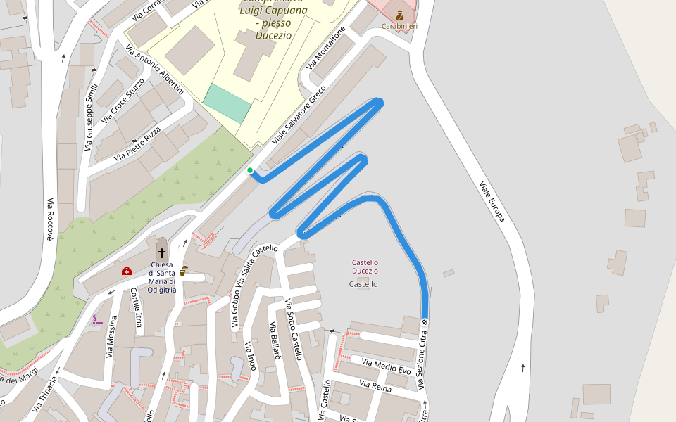 Via Mura Santa Maria walking route map in Mineo