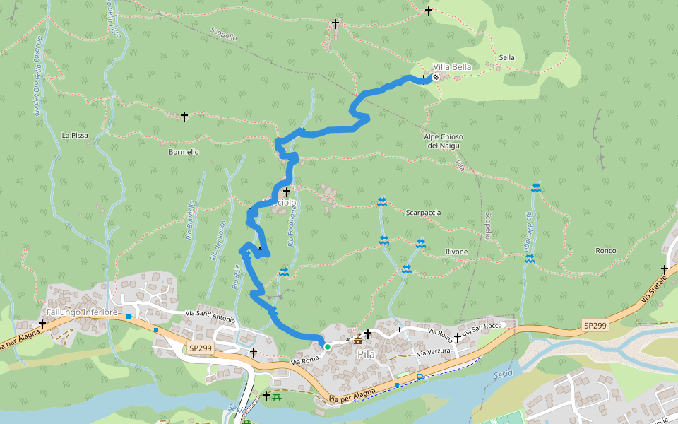 Via per Micciolo walking route map in Pila