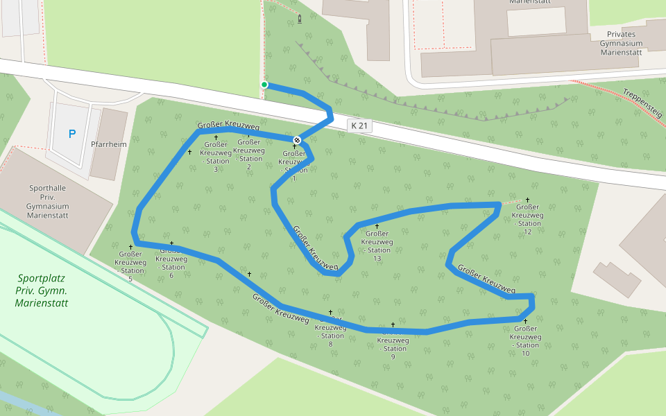 Großer Kreuzweg walking route map in Streithausen