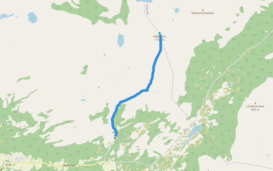 Høgsvora walking route map in Tresfjord