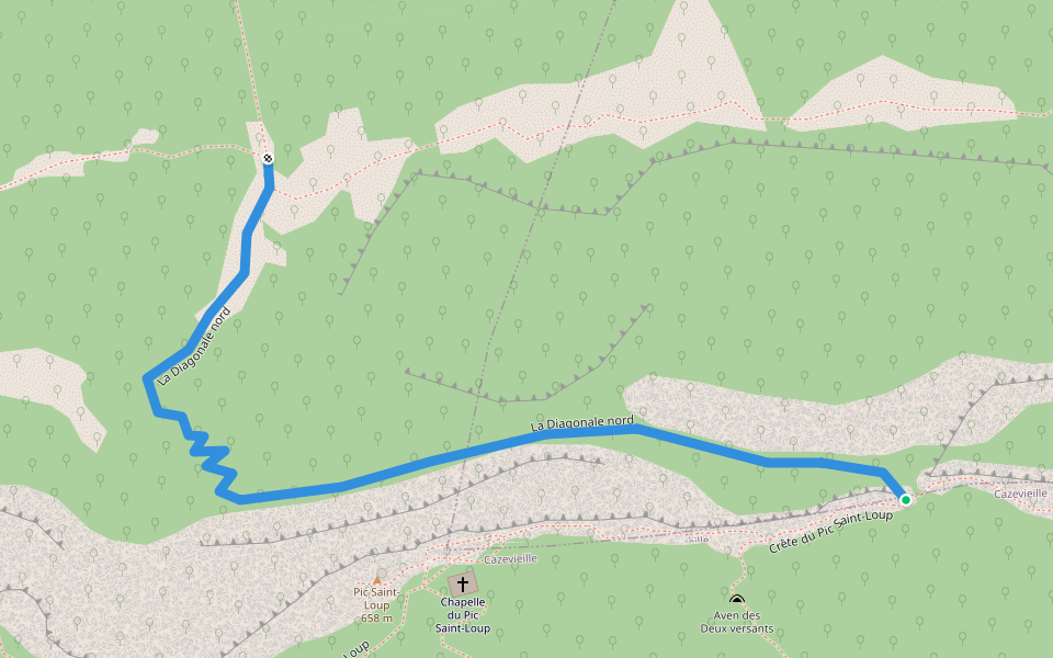 La Diagonale nord walking route map in Cazevieille