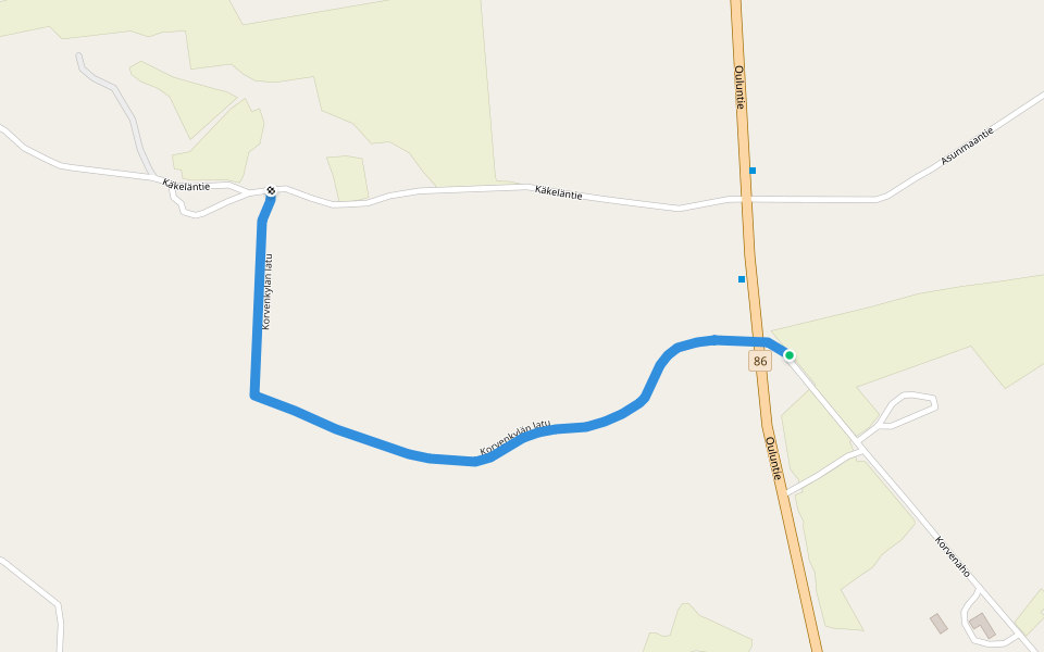 Korvenkylän latu walking route map in Korvenkylä