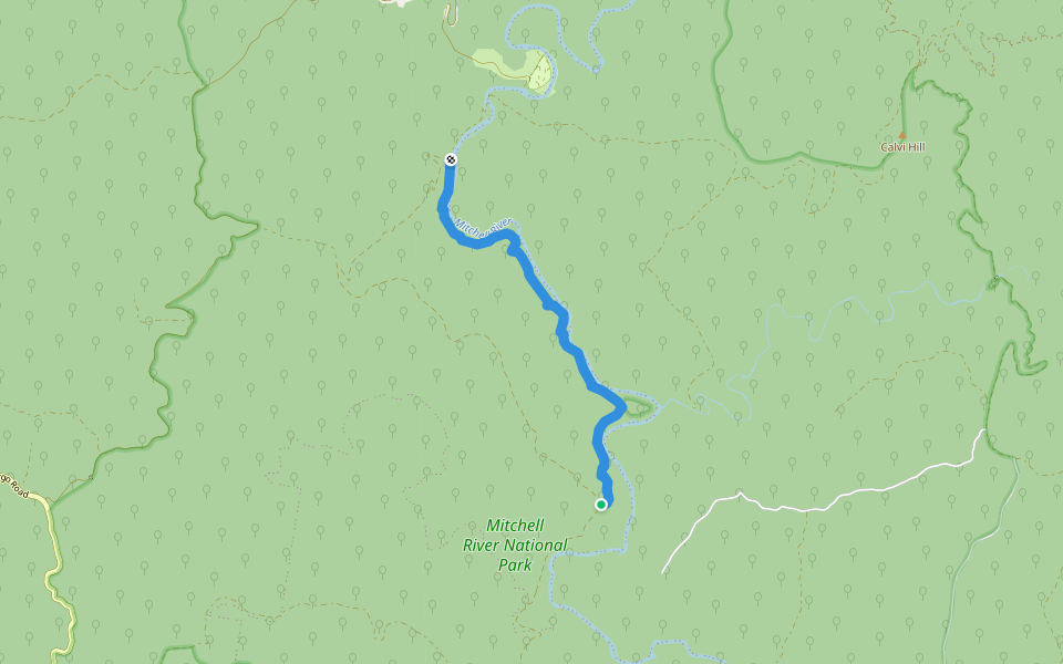Mitchell River Walking Trail walking route map in Cobbannah