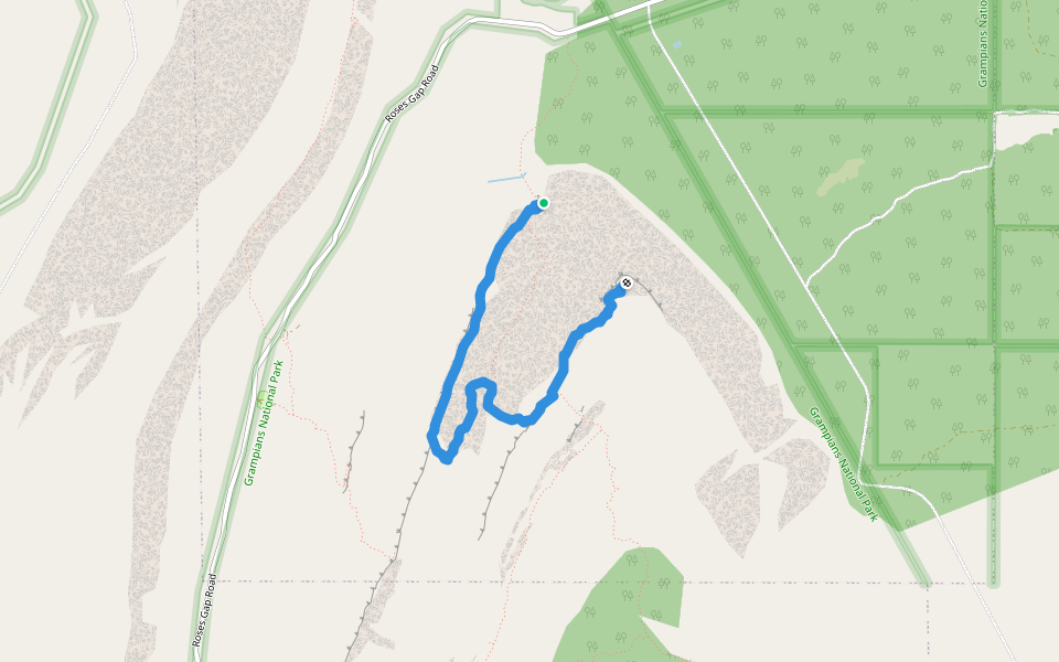 Briggs Bluff Walk walking route map in Roses Gap