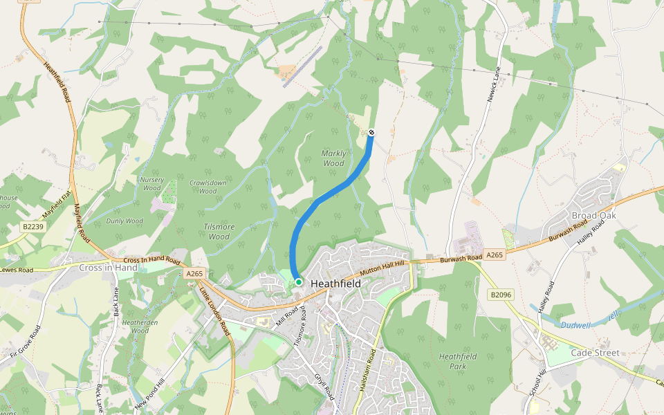The Cuckoo Trail extension north walking route map in Heathfield
