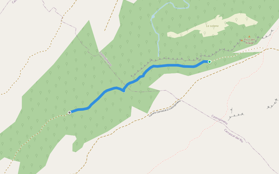 Senda del Barranco de la Hoz y el Cañón de Valdehornos walking route map in Castrojimeno