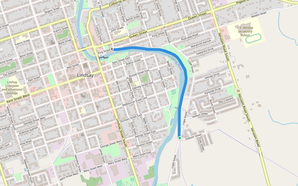 Rotary Trail walking route map in Kawartha Lakes