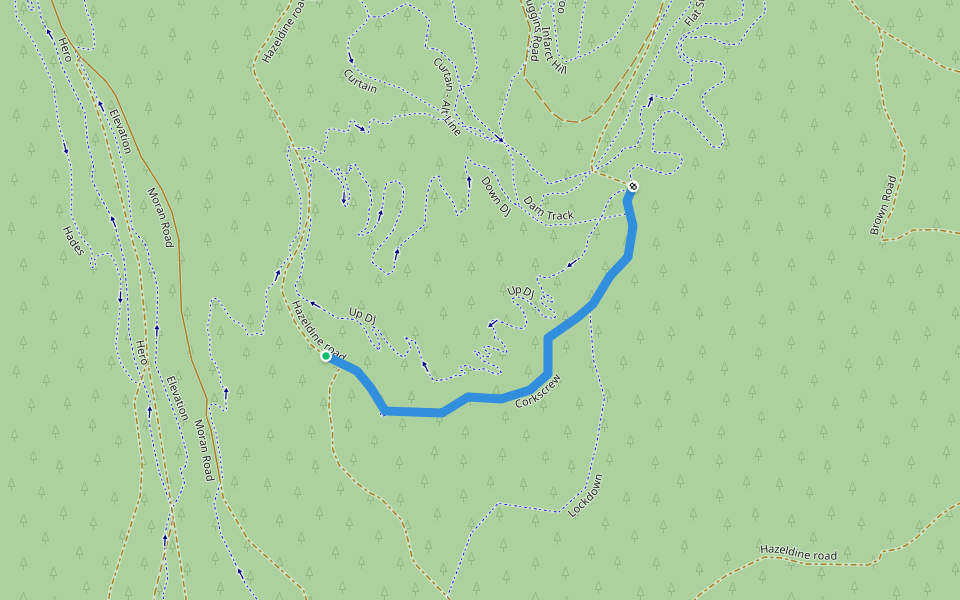 Corkscrew walking route map in Wandiligong