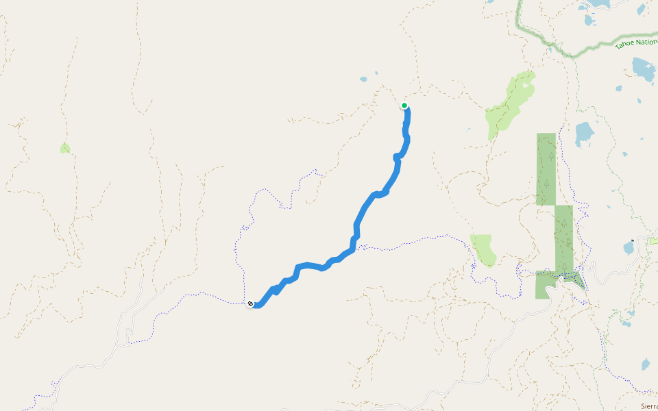 Pauley Creek Trail walking route map in Sierra City