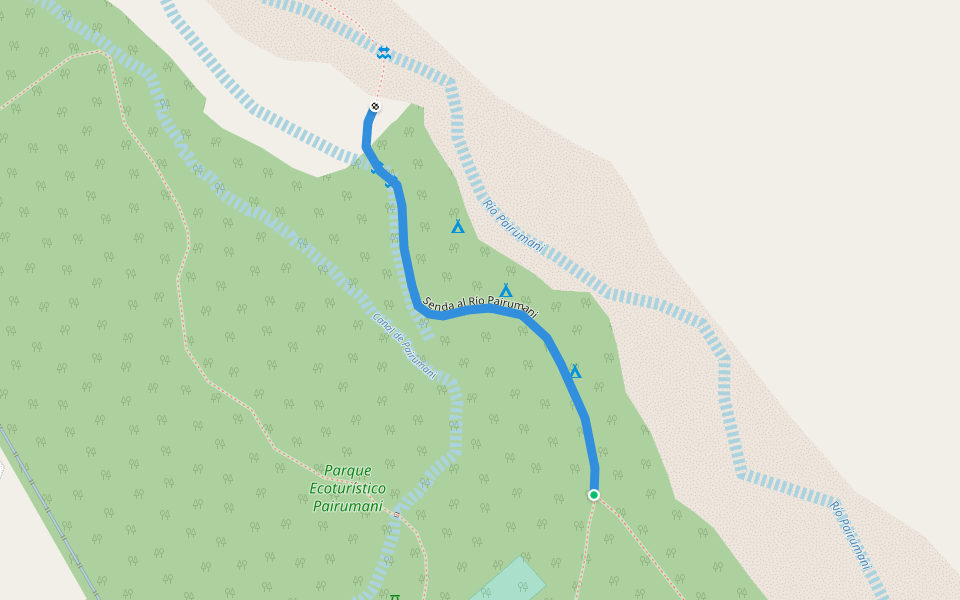 Senda al Río Pairumani walking route map in Cochabamba