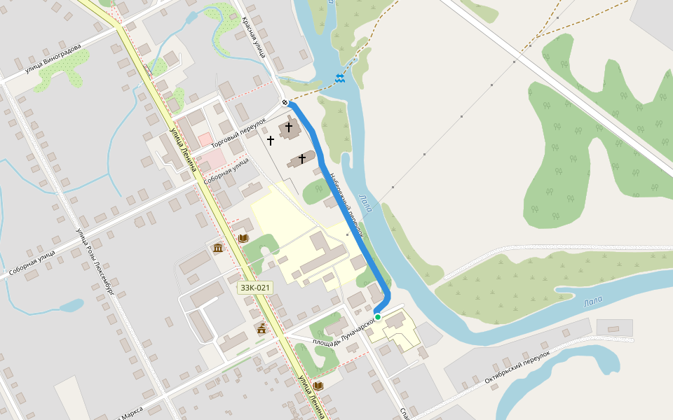 Набережный переулок walking route map in Lalsk