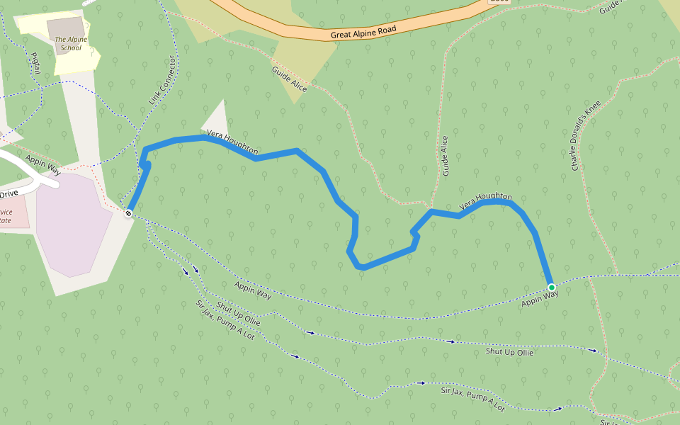 Vera Houghton walking route map in Dinner Plain